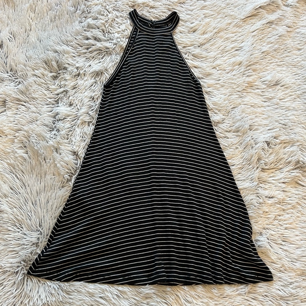 American Eagle Outfitters Soft & Sexy Black White Striped Skater Mini Dress